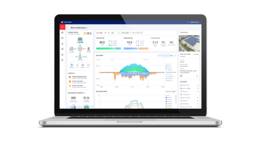 Solar generation and monitoring dashboard on a laptop